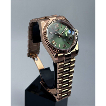 Custom Seiko Mod • Olive Green Roman Rose Gold Datejust President • 36mm